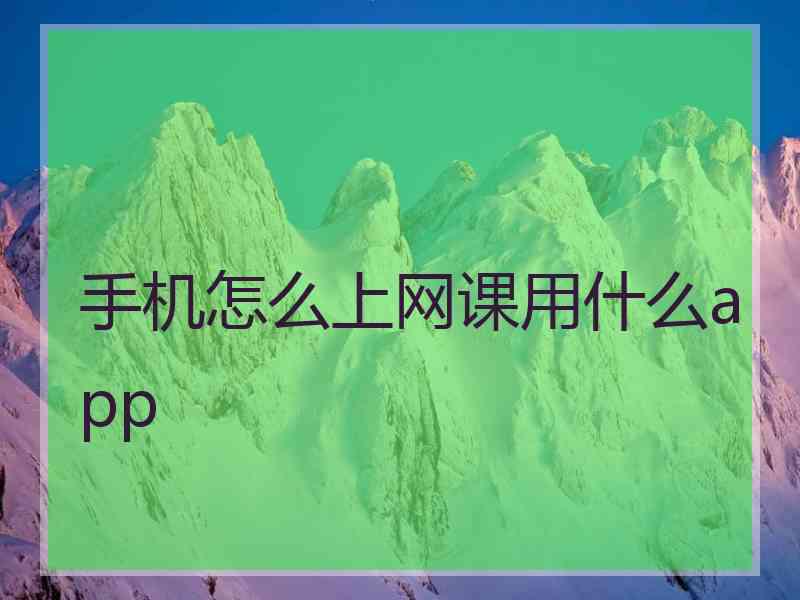 手机怎么上网课用什么app