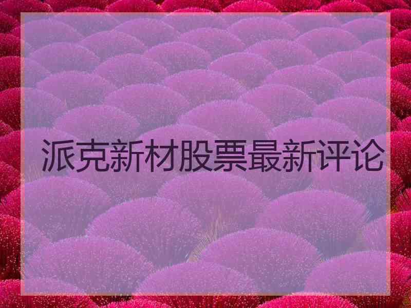 派克新材股票最新评论