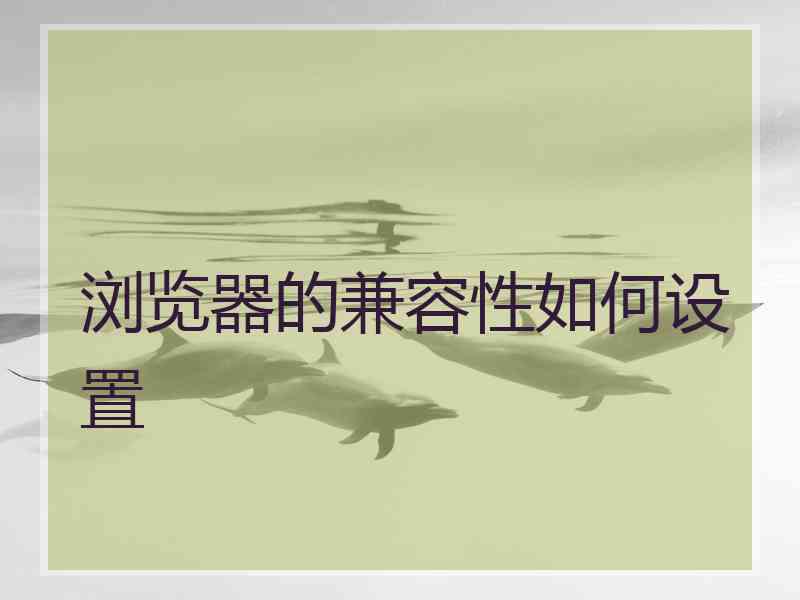 浏览器的兼容性如何设置