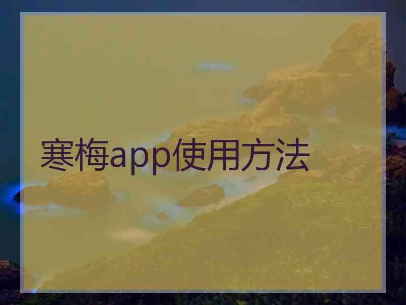 寒梅app使用方法